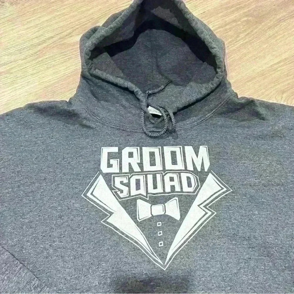 GREY BLUE HOODIE 2XL GROOM  SQUAD WARM COMFY GILDAN XXL - Picture 5 of 6